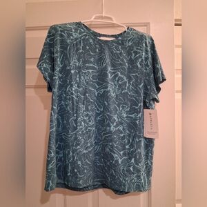 Athleta Ultimate Train Printed Tee Size Large Green NWT